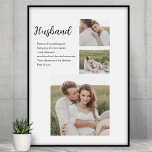 Collage Couple Photo & Romantic Husband Love Gift Poster<br><div class="desc">Collage Couple Photo & Romantic Husband Love Gift</div>