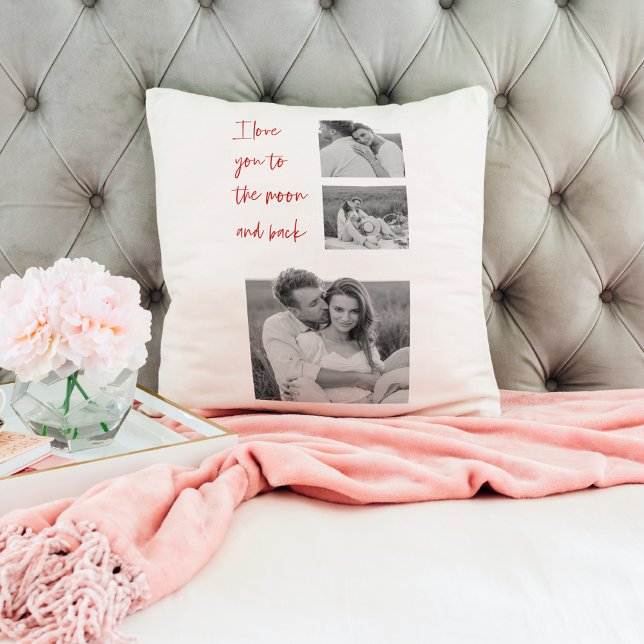 Collage Couple Photo & Romantic Quote Love You  Cushion (Creator Uploaded)