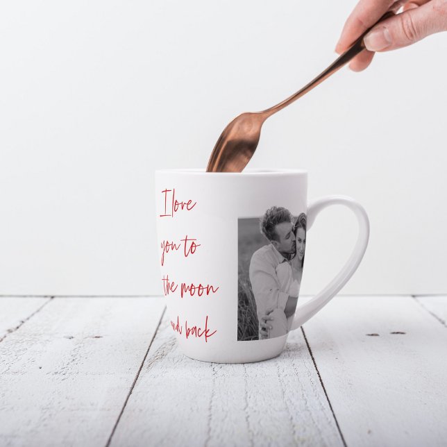 Collage Couple Photo & Romantic Quote Love You Lat Latte Mug (Creator Uploaded)