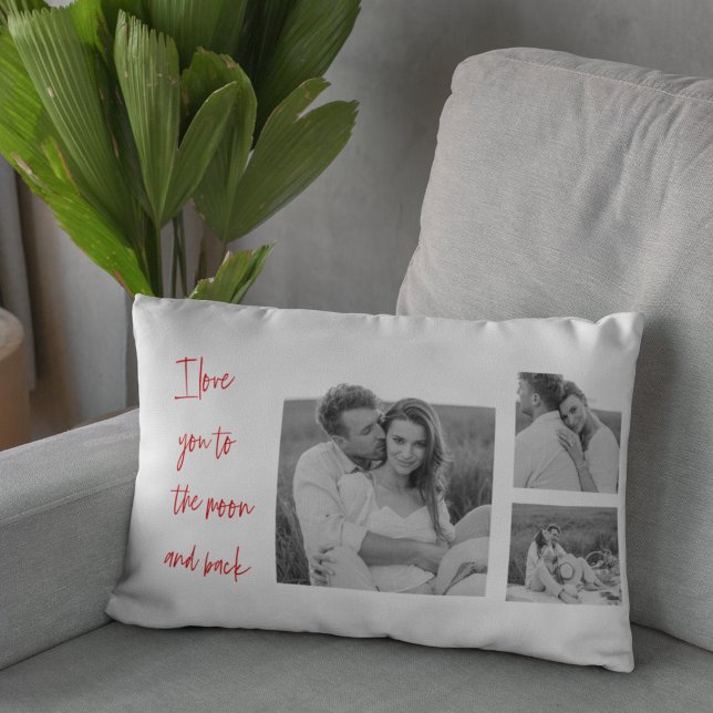 Collage Couple Photo & Romantic Quote Love You Lum Lumbar Cushion (Creator Uploaded)