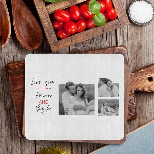 Collage Couple Photo & Romantic Quote To The Moon Cutting Board (Creator Uploaded)