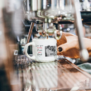 Collage Couple Photo & Romantic Quote To The Moon Espresso Cup