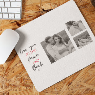 Collage Couple Photo & Romantic Quote To The Moon Mouse Mat