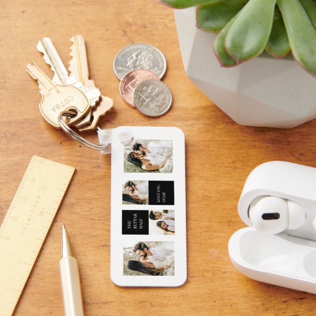 Collage  Couple Photo | Valentine Gift Key Ring (Desk)