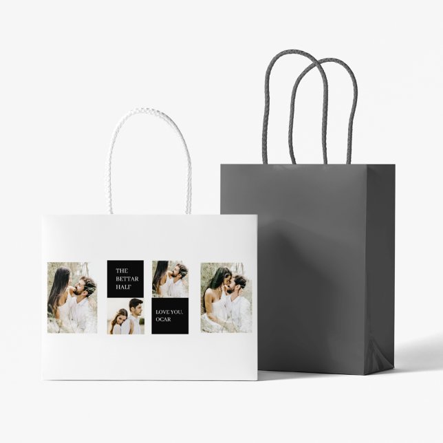 Collage  Couple Photo | Valentine Gift Large Gift Bag (Creator Uploaded)