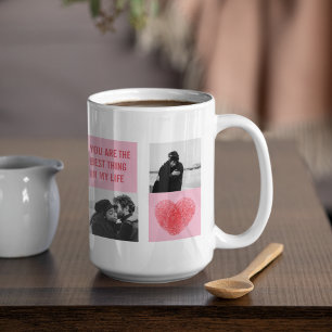Collage Couple Photo   Valentines Pink & Red Heart Coffee Mug