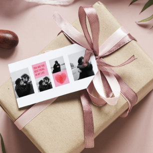 Collage Couple Photo   Valentines Pink & Red Heart Gift Tags