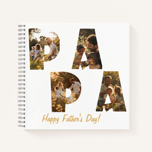 Collage Cutout Letters PAPA I White Notebook (Front)