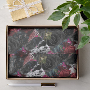 Collage Design Pink Florals Red White Black Rose Tissue Paper