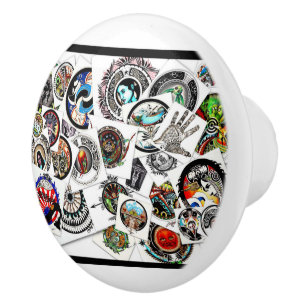 Collage Drawings Ceramic Knob