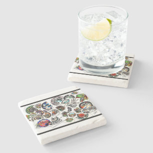 Collage Drawings Stone Coaster