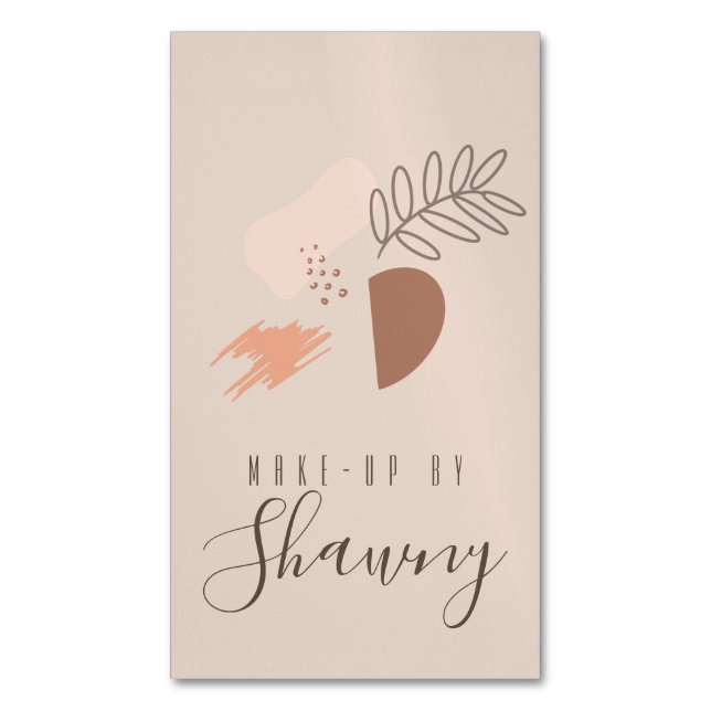 Collage Earth Tone Makeup Artist Salon Beauty Magnetic Business Card (Front Vertical)