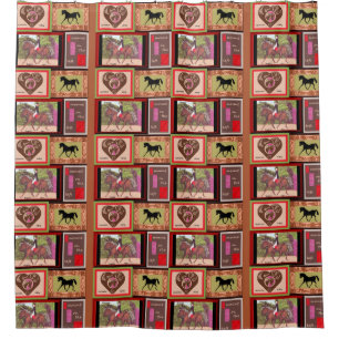 collage Equestrian Dressage Horse shower curtain