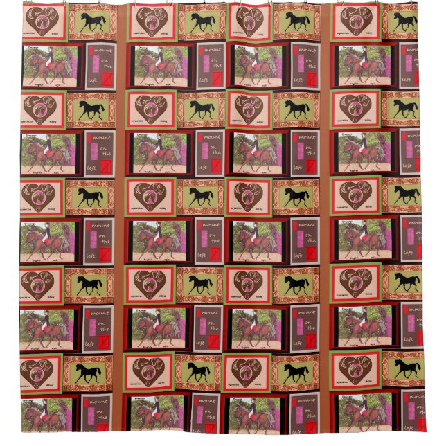 collage Equestrian Dressage Horse shower curtain (Front)