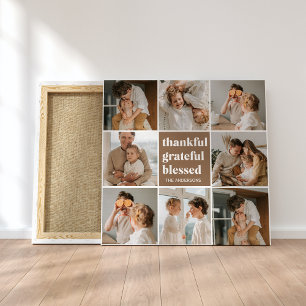 Collage Family Photo   Thankful Grateful Blessed Canvas Print