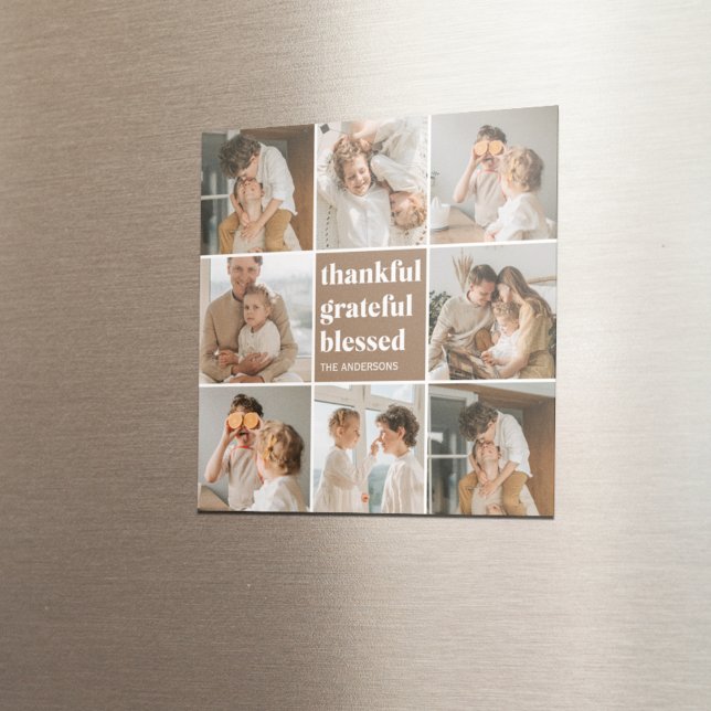 Collage Family Photo | Thankful Grateful Blessed Magnet (Creator Uploaded)