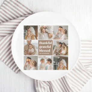 Collage Family Photo   Thankful Grateful Blessed Napkin