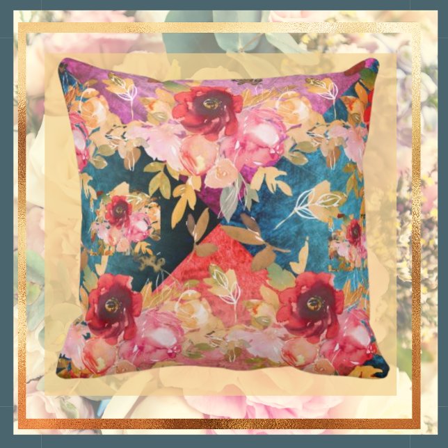 Collage Floral Jewel Toned Cushion (Creator Uploaded)