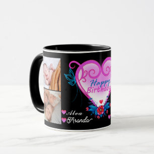 Collage Friend Photos_Happy Birthday 4 Photo Gift Mug