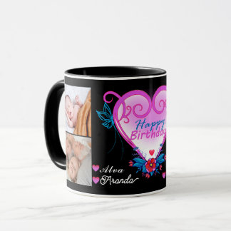 Collage Friend Photos_Happy Birthday 4 Photo Gift Mug