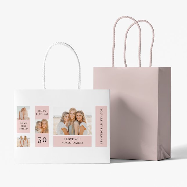 Collage Friend Photos | Happy Birthday Gift Large Gift Bag (Creator Uploaded)