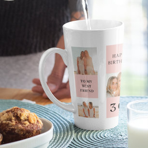 Collage Friend Photos   Happy Birthday Gift Latte Mug