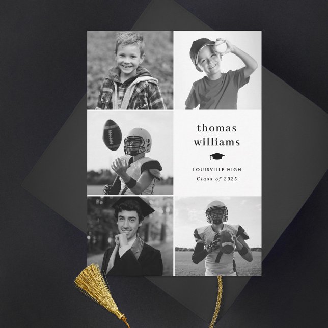 Collage Grad Black and White Photo Announcement (Creator Uploaded)