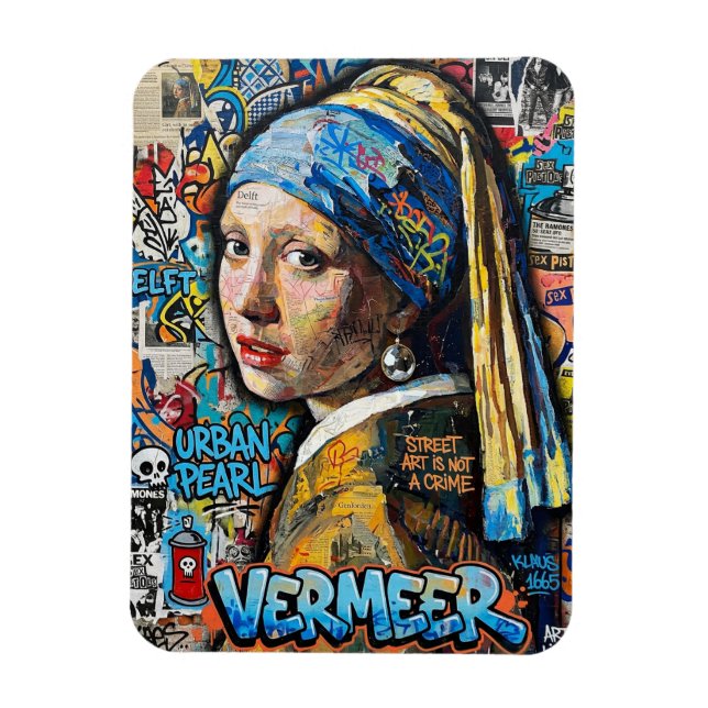 Collage, graffiti art, Vermeer Magnet (Vertical)