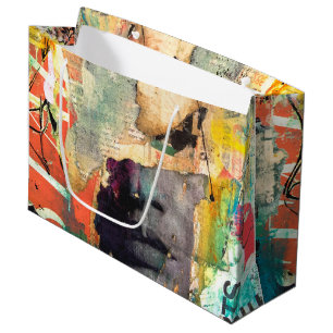 Collage Head Large Gift Bag