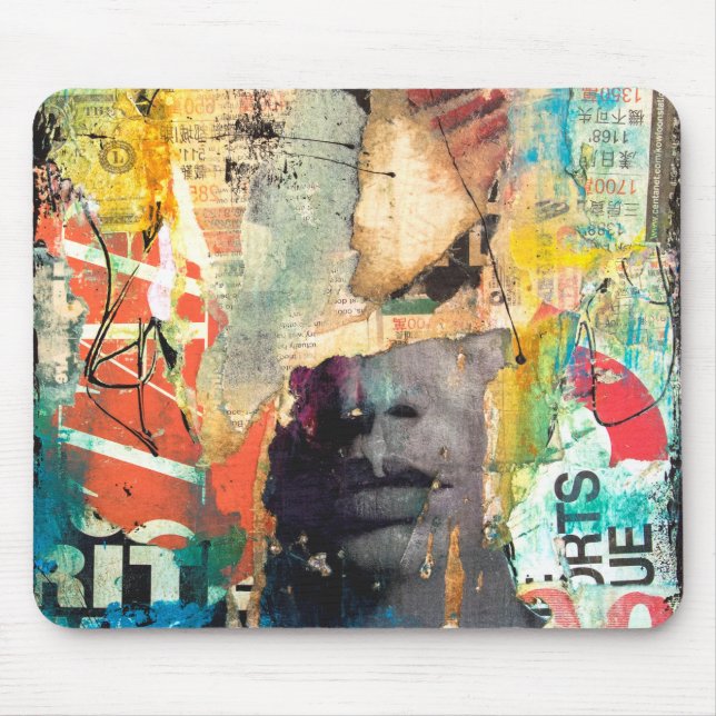 Collage Head Mouse Mat (Front)