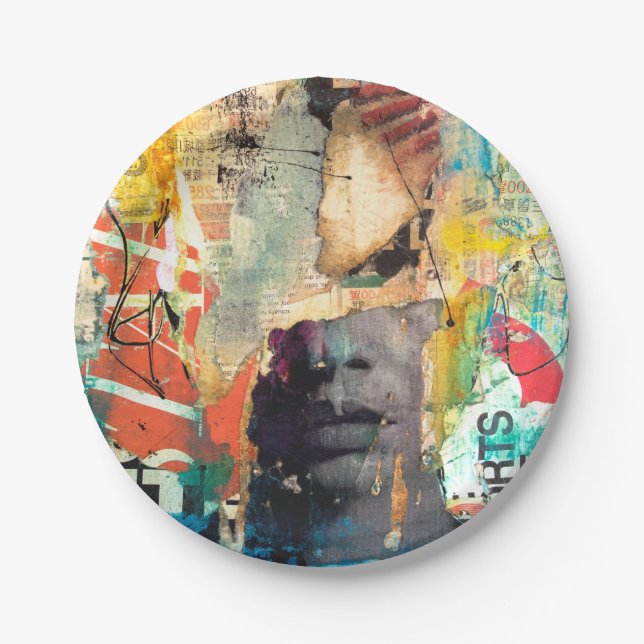 Collage Head Paper Plate (Front)