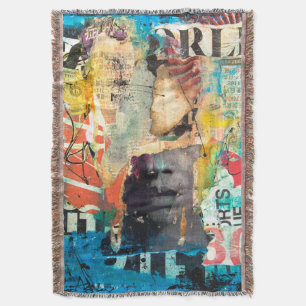 Collage Head Throw Blanket