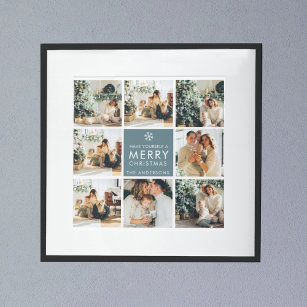 Collage Holiday Photos   Merry Christmas   Gift Poster
