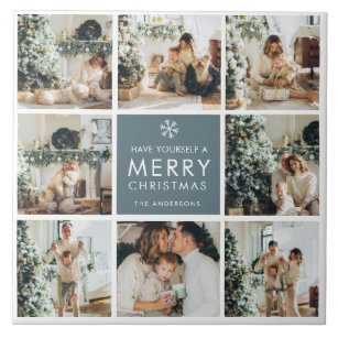 Collage Holiday Photos   Merry Christmas   Gift Tile
