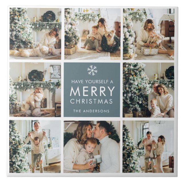 Collage Holiday Photos | Merry Christmas | Gift Tile (Front)
