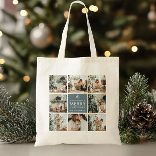 Collage Holiday Photos   Merry Christmas   Gift Tote Bag