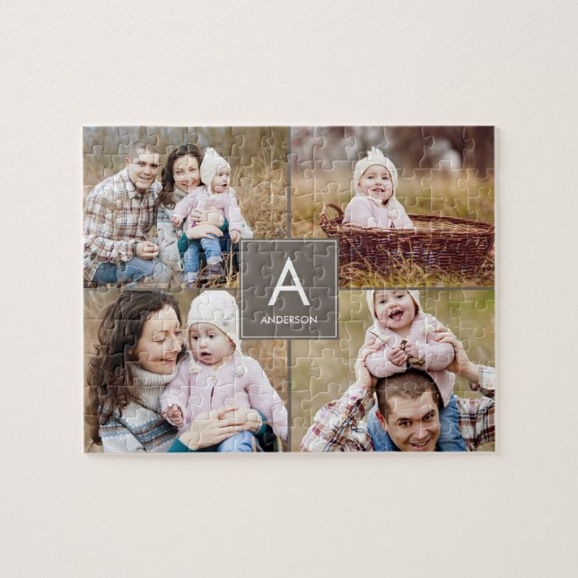 Collage Initial Custom Photo Puzzle (Horizontal)