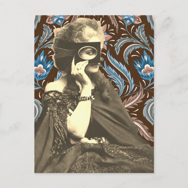 Collage Masked Lady Countess Castiglione Holiday Postcard (Front)