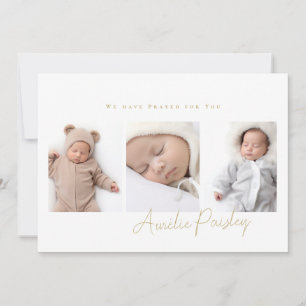 Collage modern 4 photo script calligraphy baby announcement
