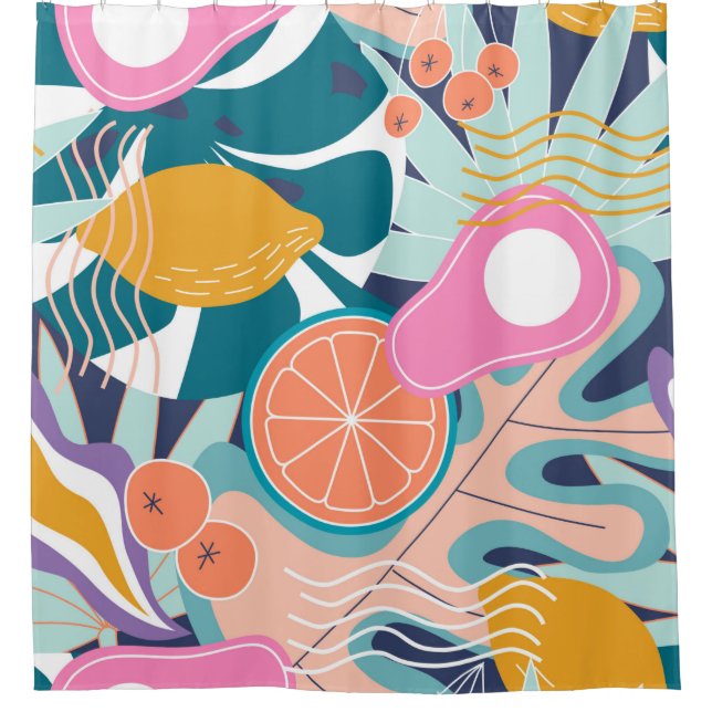 Collage modern floral seamless pattern. Modern exo Shower Curtain (Front)