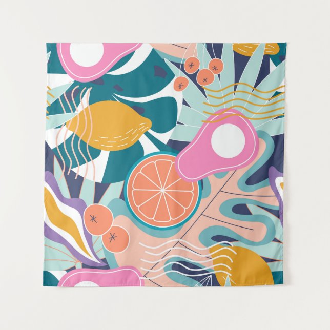 Collage modern floral seamless pattern. Modern exo Tapestry (Front)