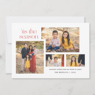 Collage Modern Script Tis The Season Calligraphy H Holiday Card
