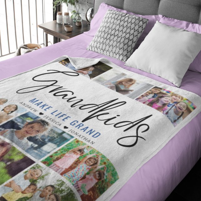 Collage of 9 photos of Grandchildren with a Quote Fleece Blanket (Creator Uploaded)