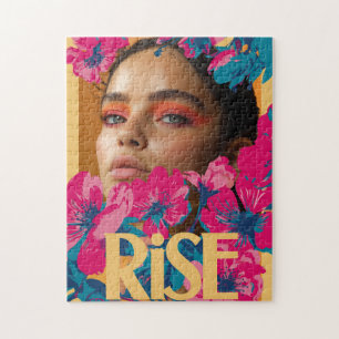 Collage of a woman with vibrant flowers jigsaw puzzle