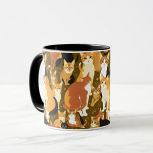 Collage of Cats in Brown, Tan and Rust Mug