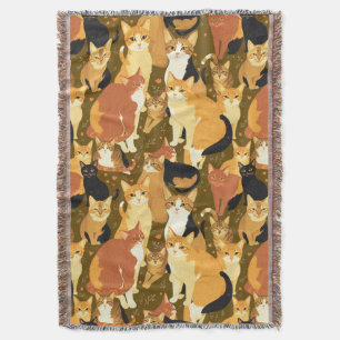 Collage of Cats in Brown, Tan and Rust Throw Blanket