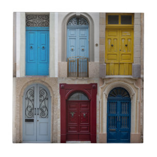 Collage of colorful front doors tile