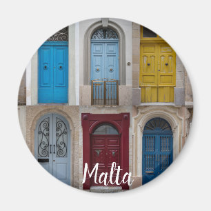 Collage of colourful front doors magnet