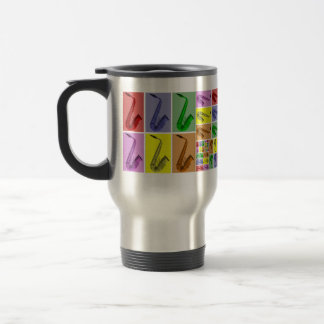 Collage of Colourful Saxophone Fibonacci Travel Mug