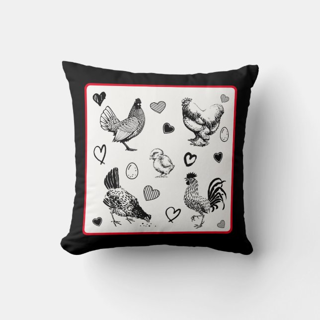 Collage of Cute Chickens Cushion (Front)